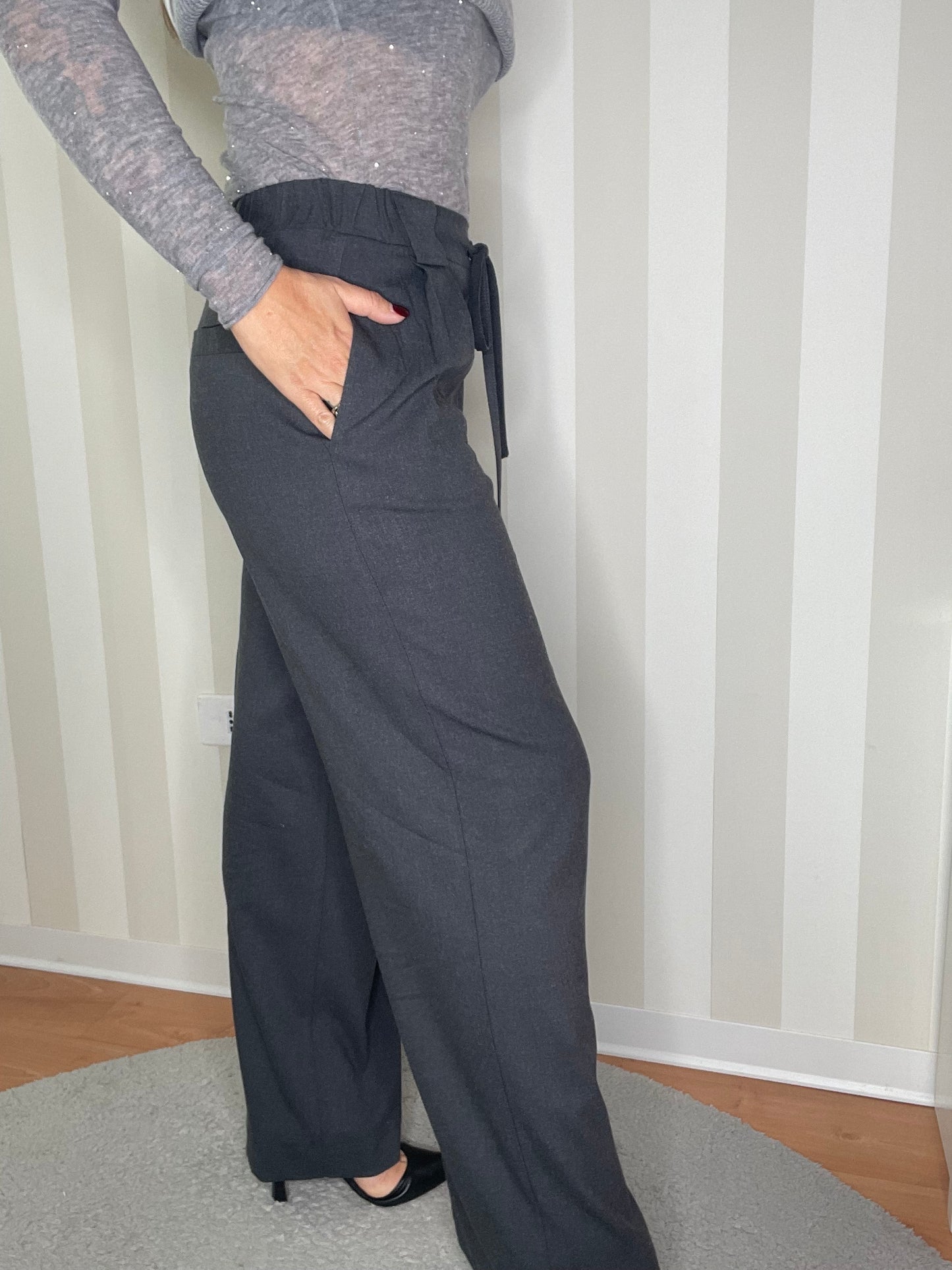 PANTALONI AMPI CON COULISSE MÉLANGE,SO ALLURE.