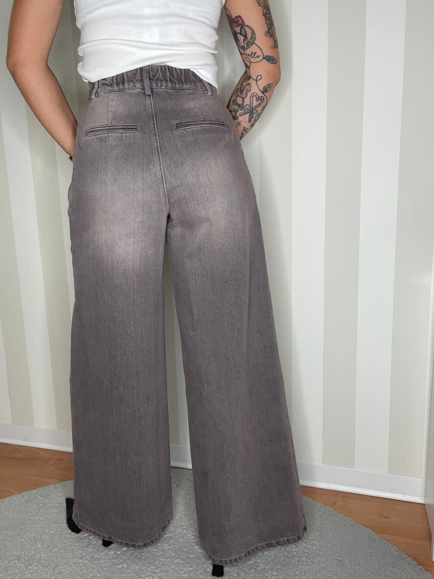 PANTALONE PALAZZO ELASTICO DENIM,SO ALLURE.