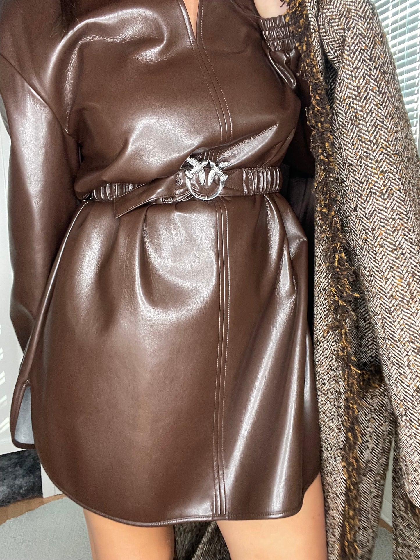 Abito corto effetto pelle,PINKO.