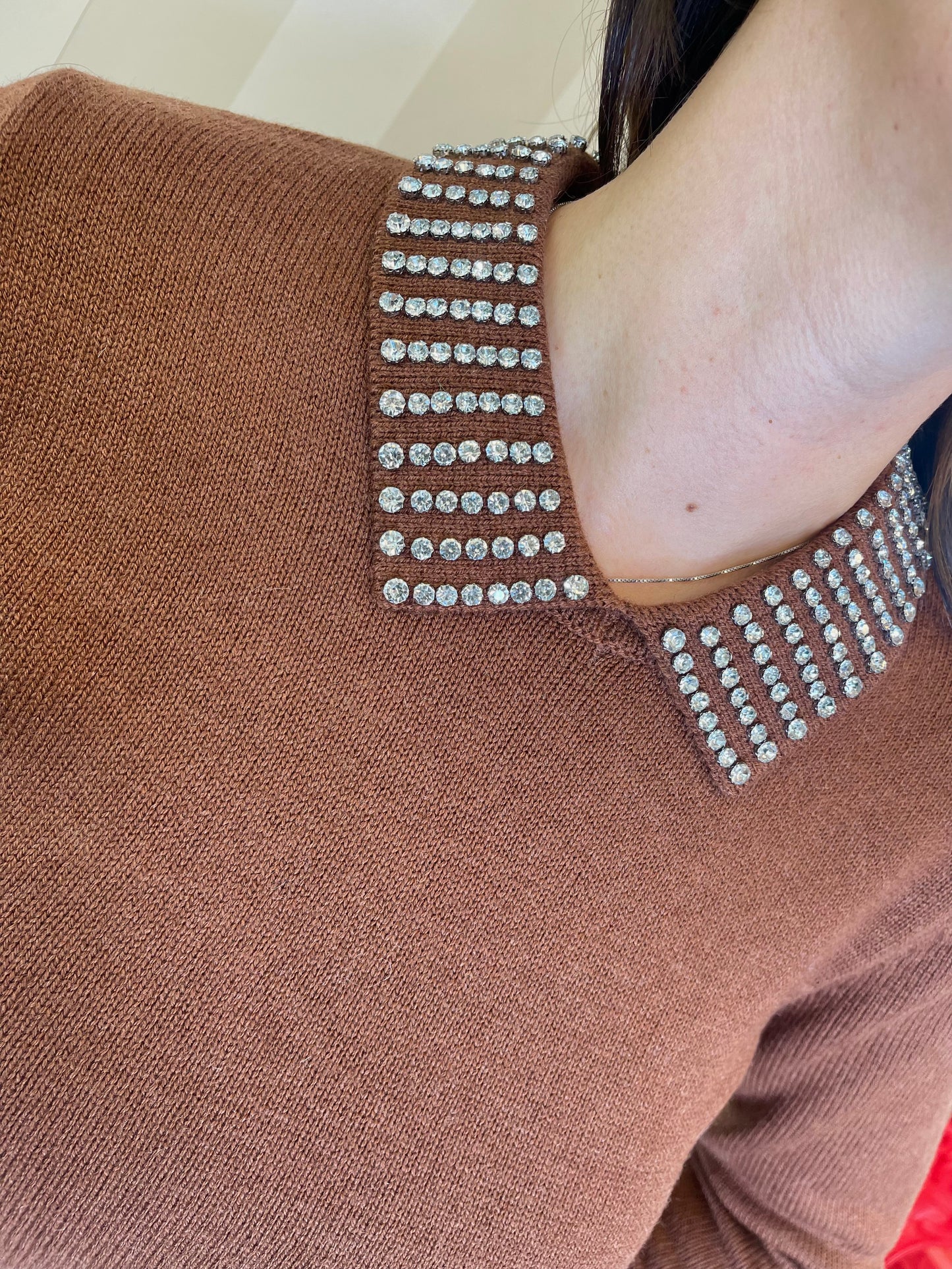 Maglia con colletto e strass,PINKO.