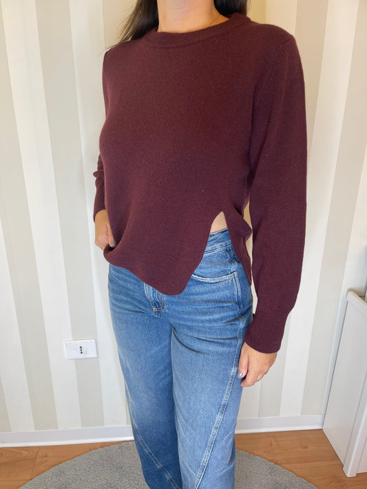 MAGLIA CON SPACCO IN LANA MERINO,SOALLURE.