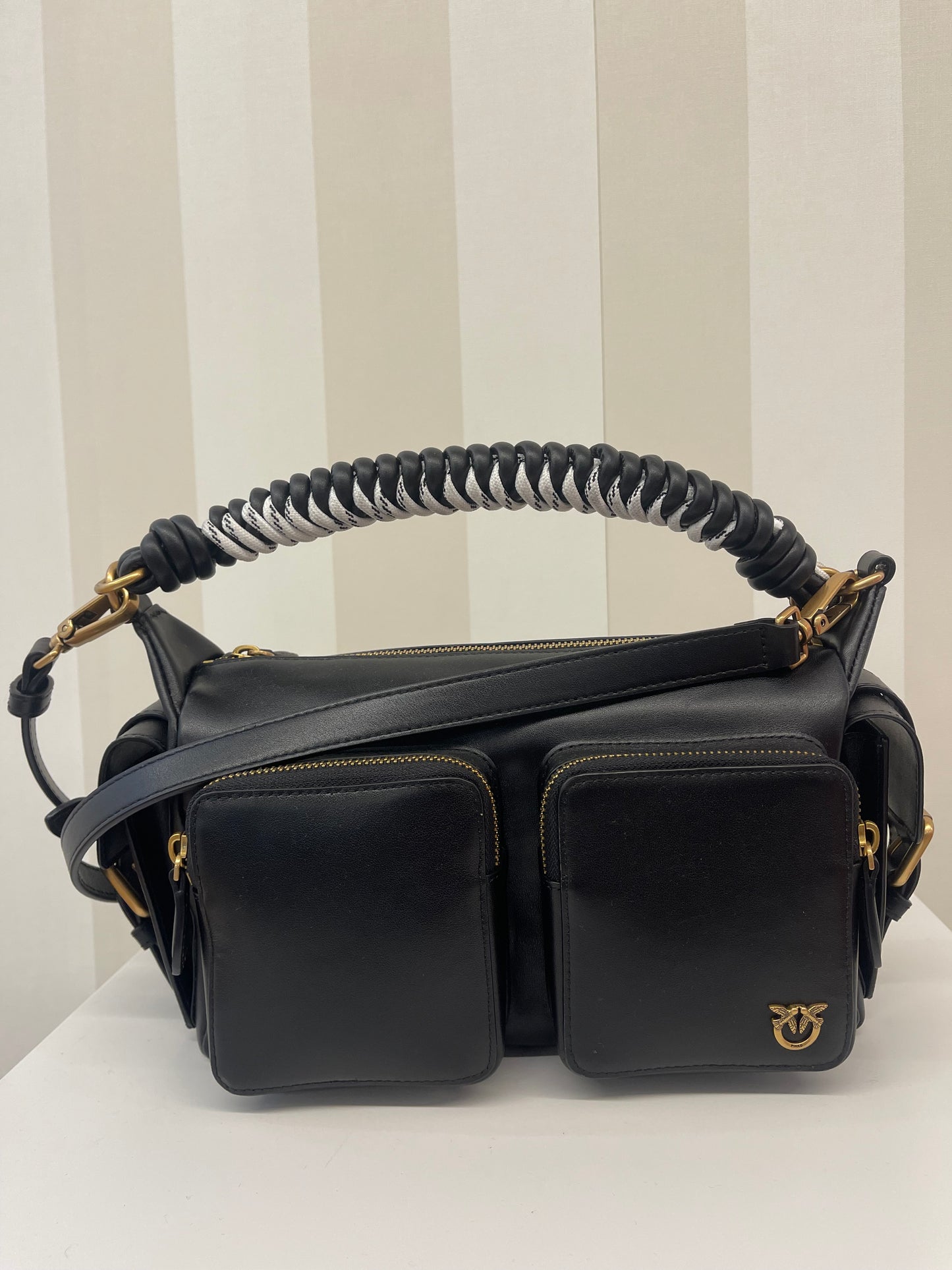 Borsa a mano Cargo Bag media in pelle con tasche,PINKO.