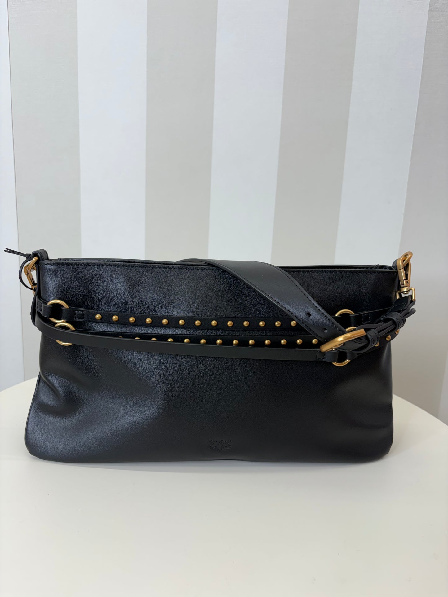 Borsa a spalla media Belt Bag In pelle nera,PINKO.