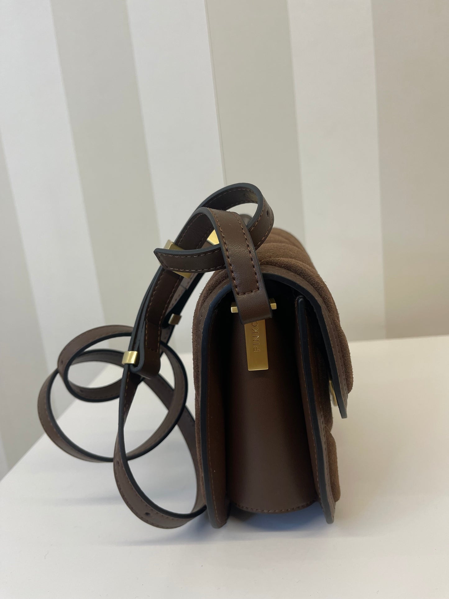 Borsa a spalla piccola Mini Love Bag Box in pelle scamosciata,PINKO.