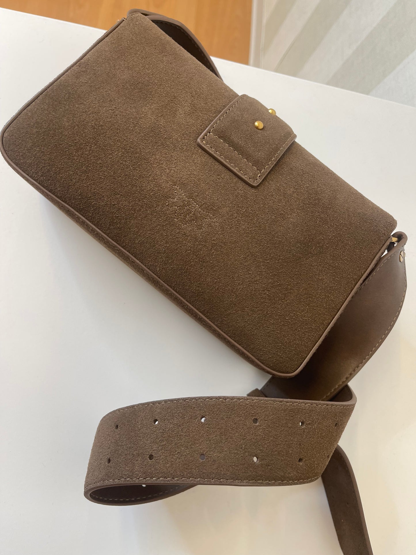 Borsa in suede testa di moro,PINKO.