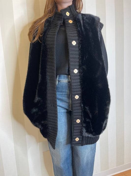 Gilet lungo effetto pelliccia,PINKO.