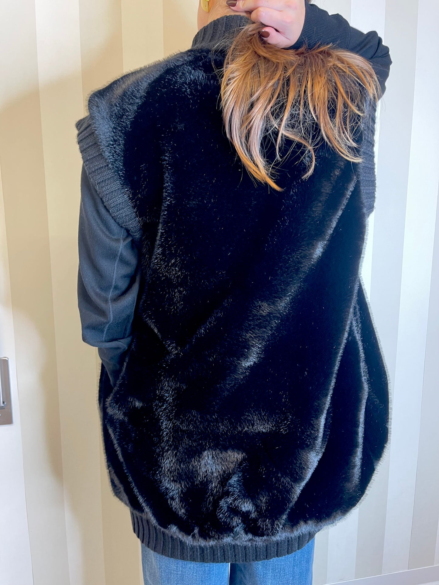 Gilet lungo effetto pelliccia,PINKO.