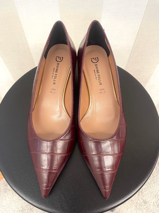 Kitten heels bordeaux in cocco,DIVINE FOLLIE.