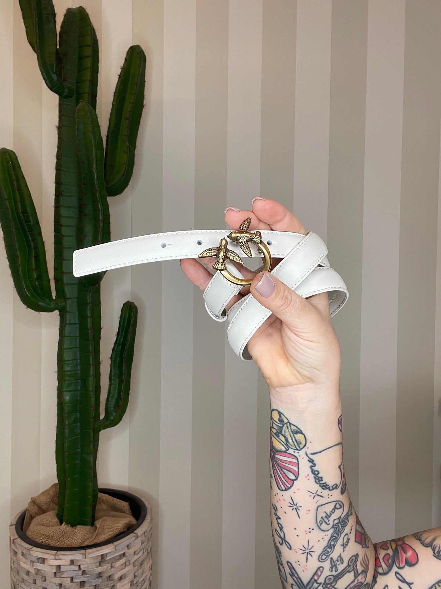 Cintura sottile Love Birds in pelle 2cm