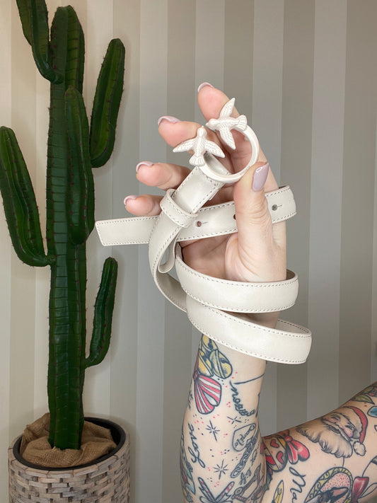 Cintura sottile Love Birds pelle color block 2cm