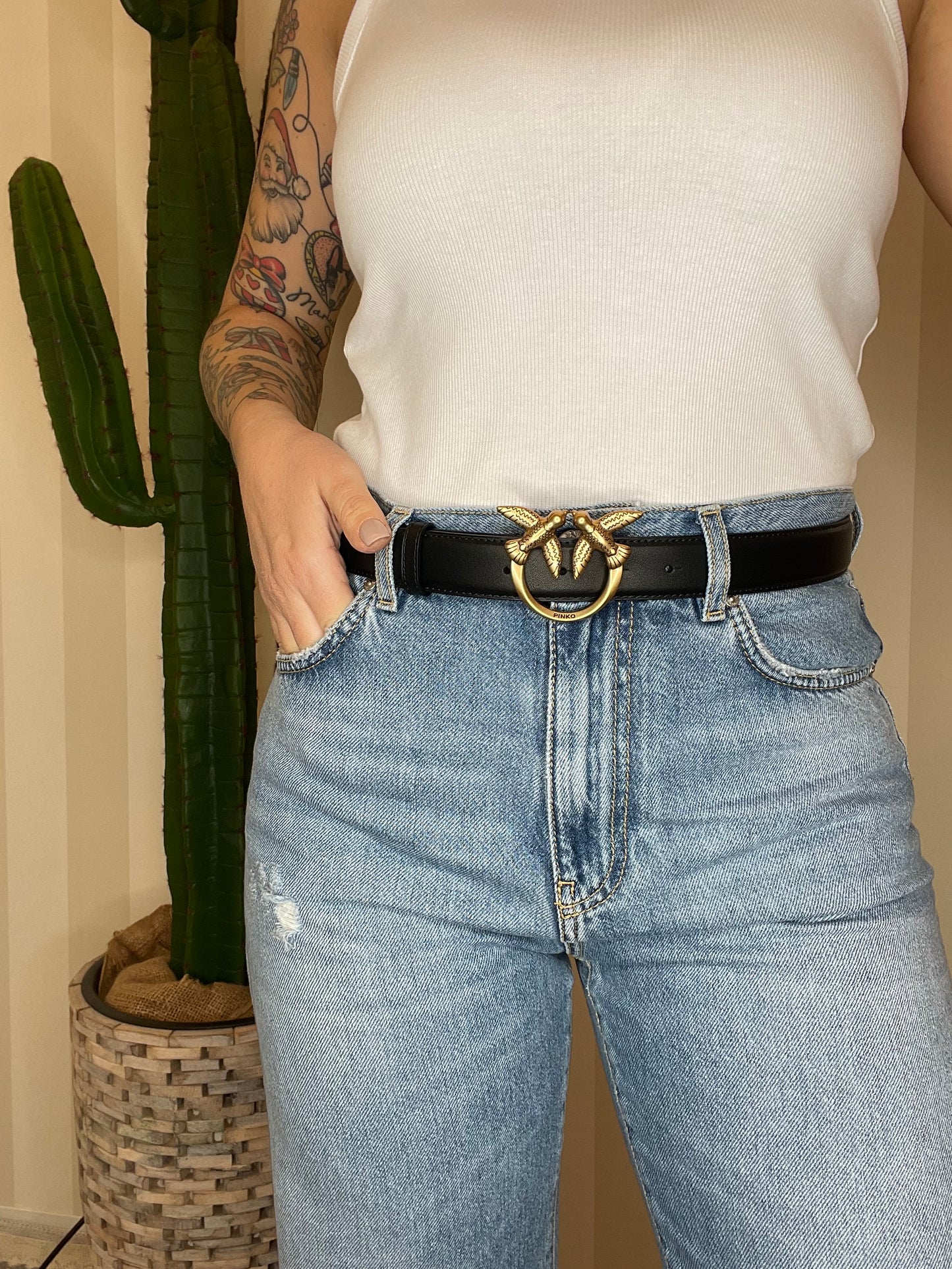 Cintura Love Birds in pelle 3cm