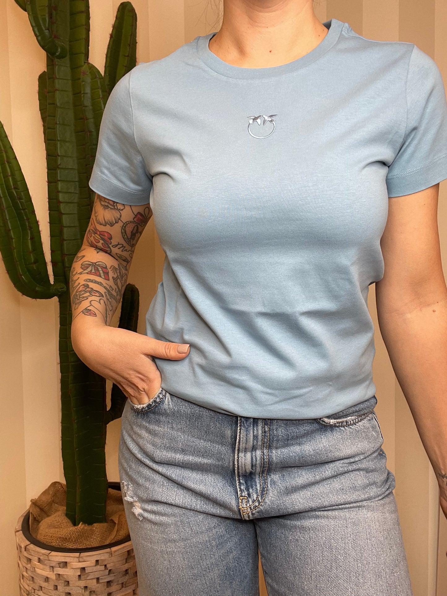 T-shirt Pinko maniche corte logo ricamato