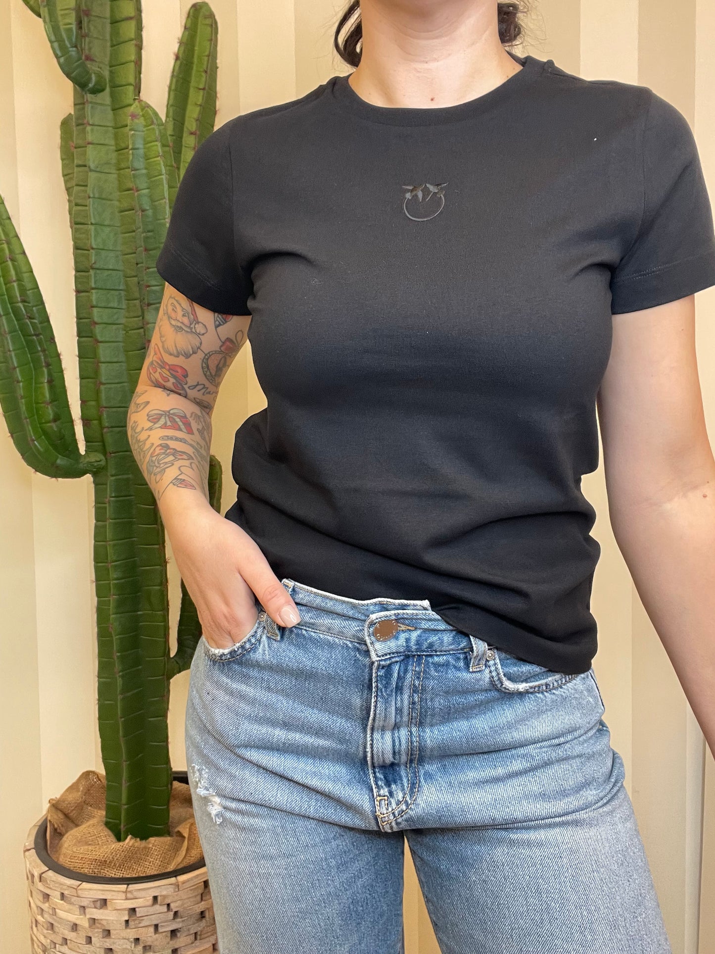 T-shirt Pinko maniche corte logo ricamato