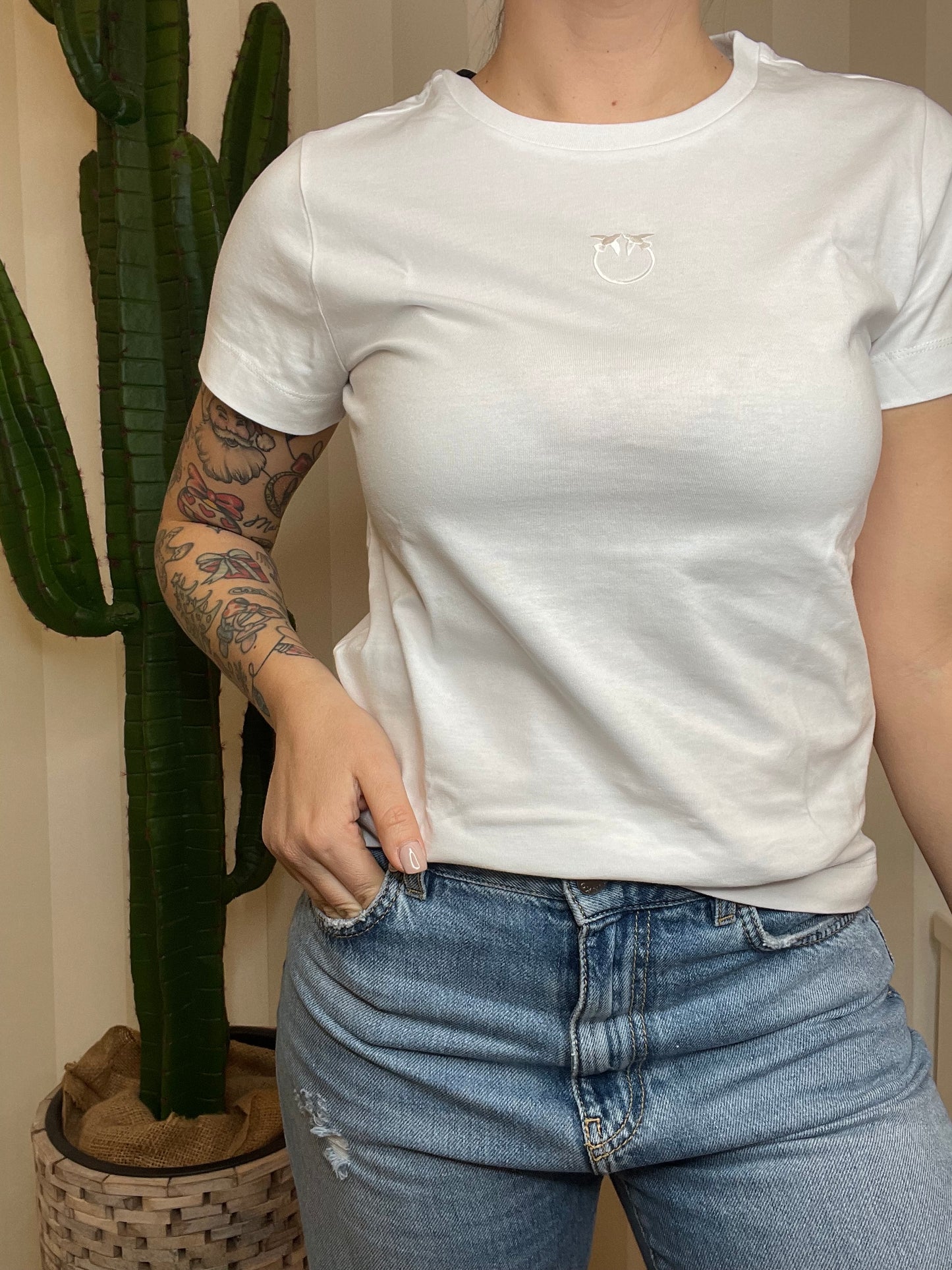 T-shirt Pinko maniche corte logo ricamato