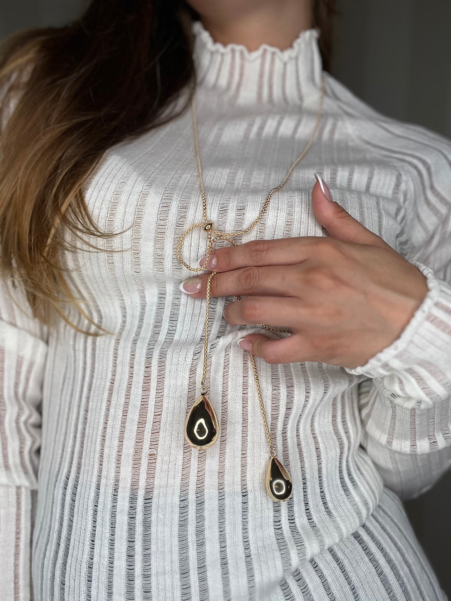 COLLANA LUNGA CON ELEMENTI GOCCIA ORO,NALÌ