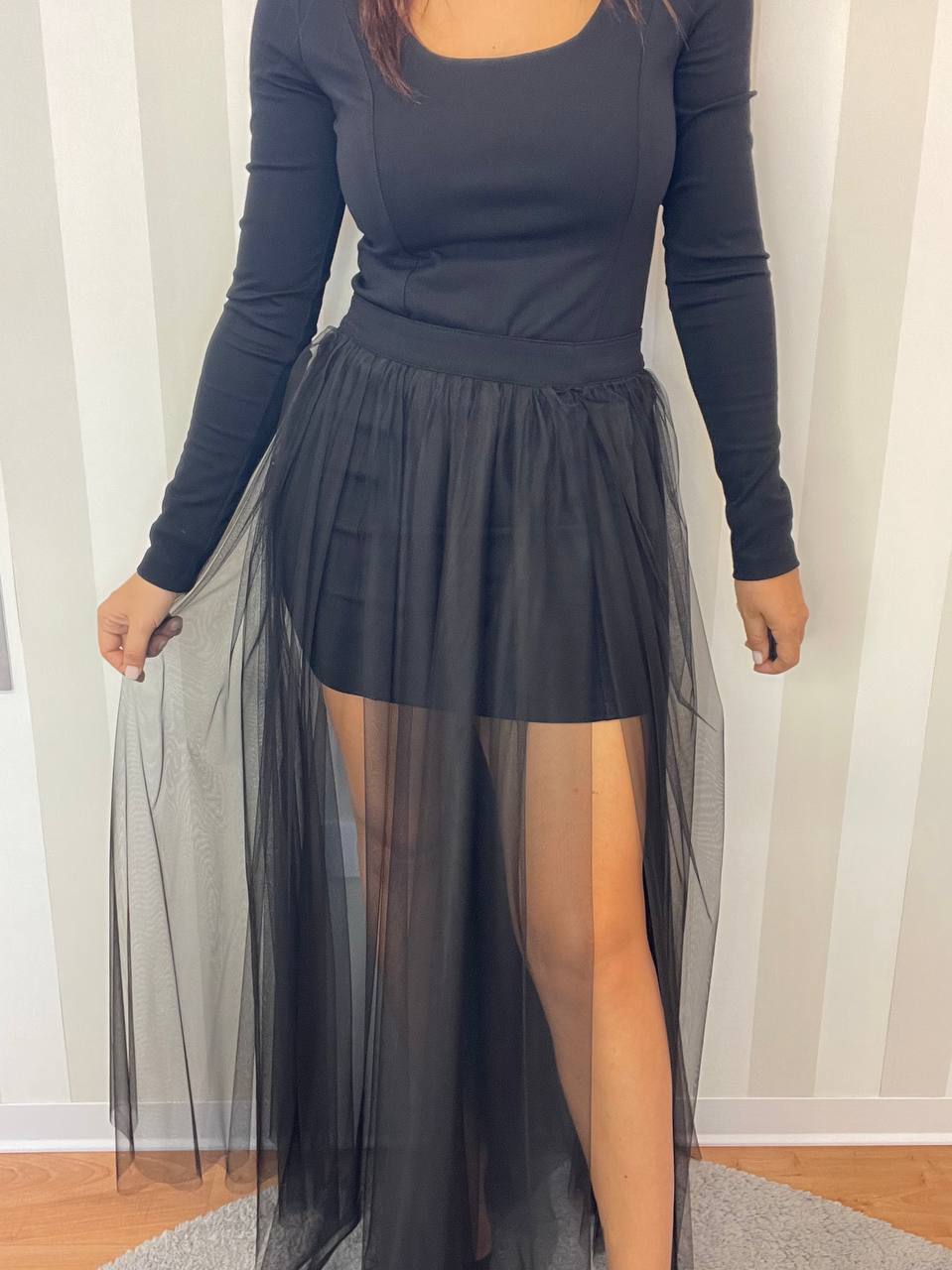 Abito punto Milano a tubino con gonna tulle SoAllure – Dora in Poi