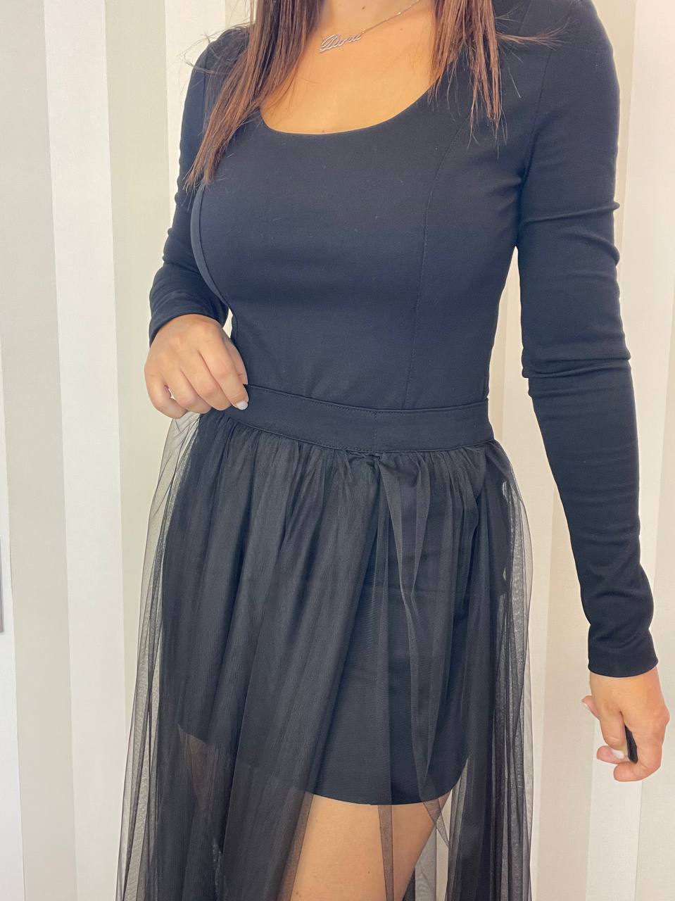 Abito punto Milano a tubino con gonna tulle SoAllure