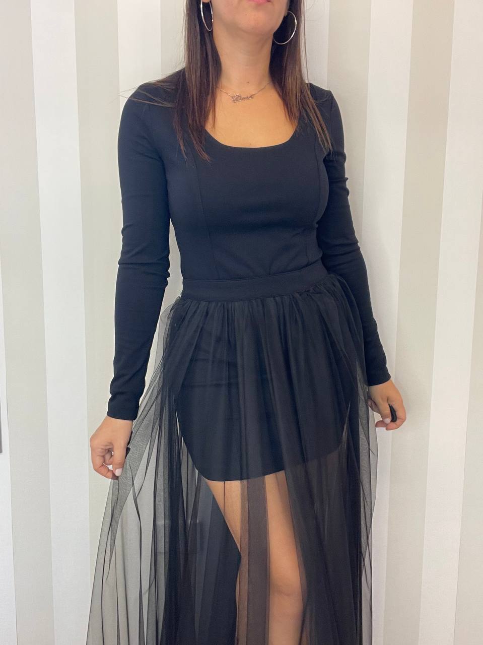 Abito punto Milano a tubino con gonna tulle SoAllure