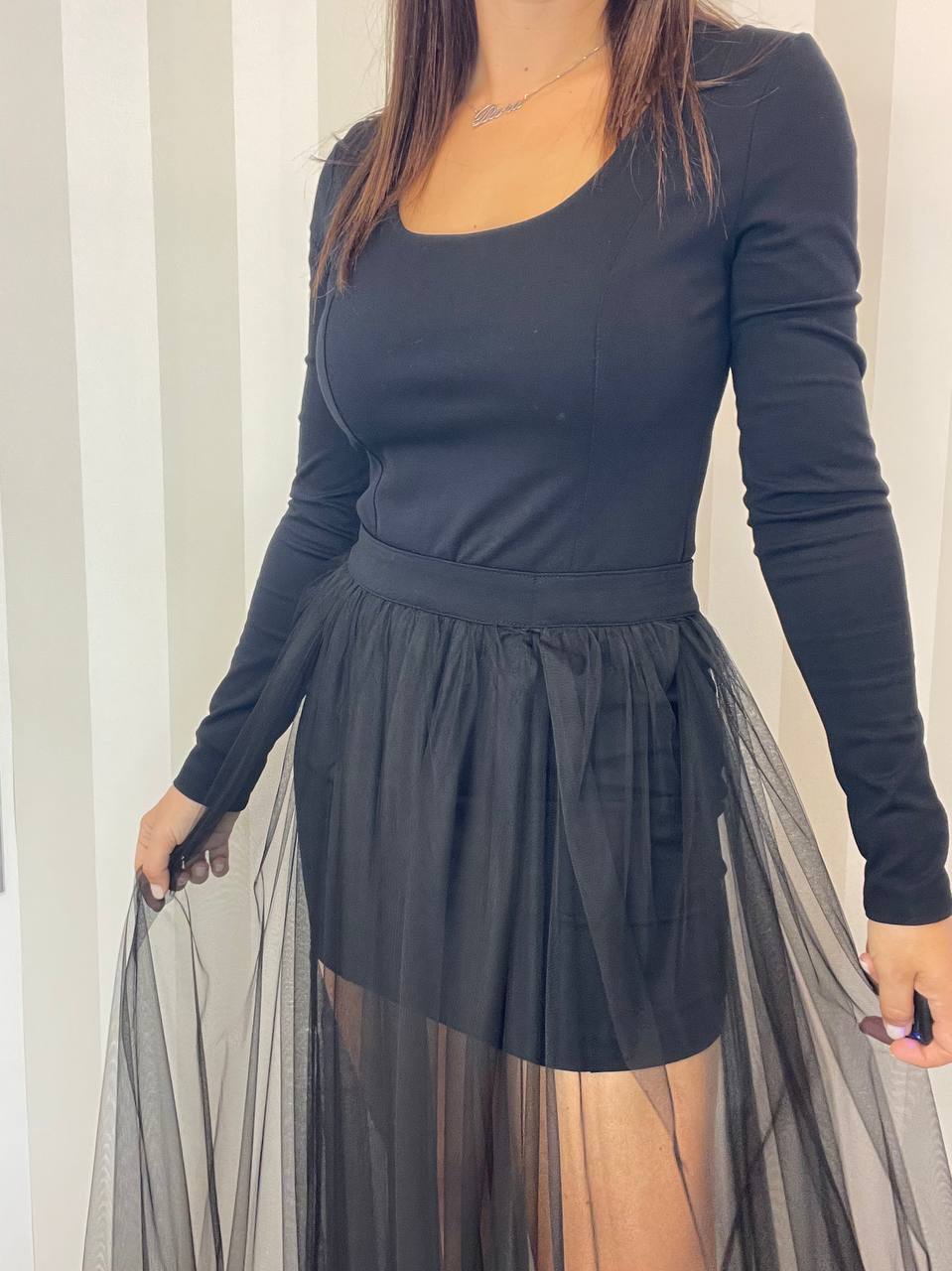 Abito punto Milano a tubino con gonna tulle SoAllure