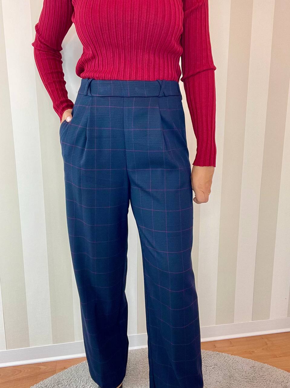 Pantalone a Palazzo con elastico in Vita Check SoAllure