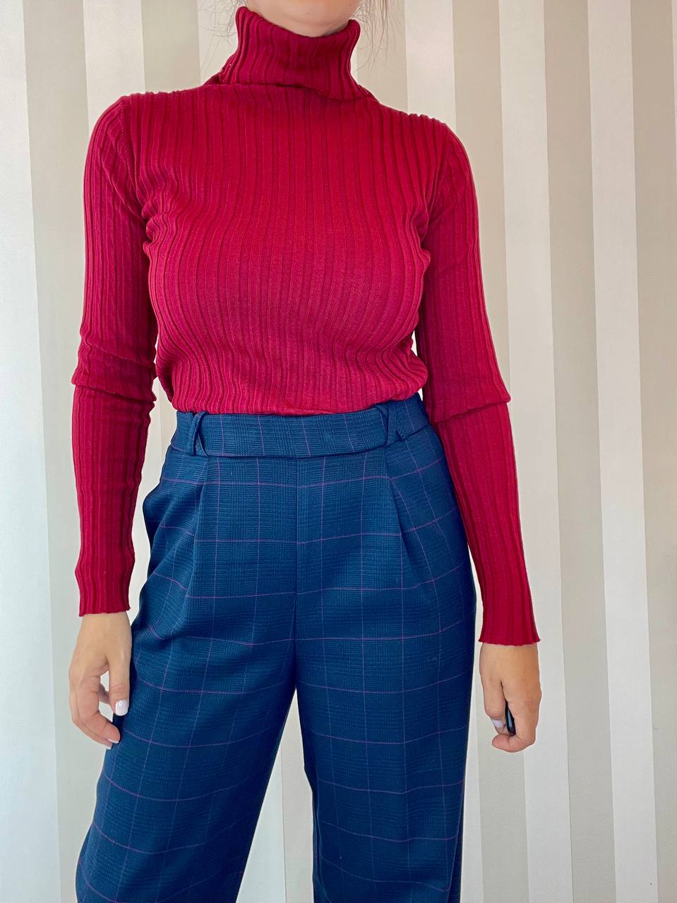 Pantalone a Palazzo con elastico in Vita Check SoAllure