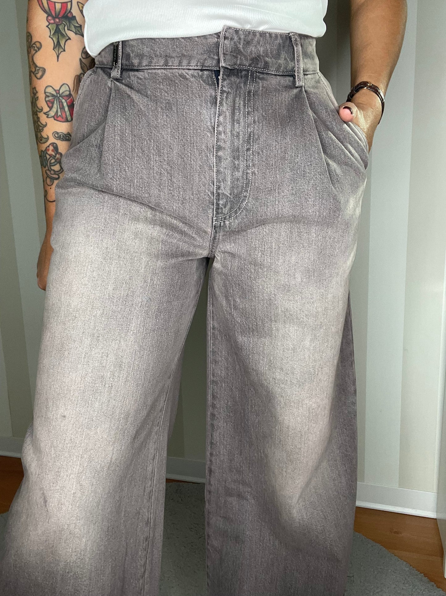 PANTALONE PALAZZO ELASTICO DENIM,SO ALLURE.