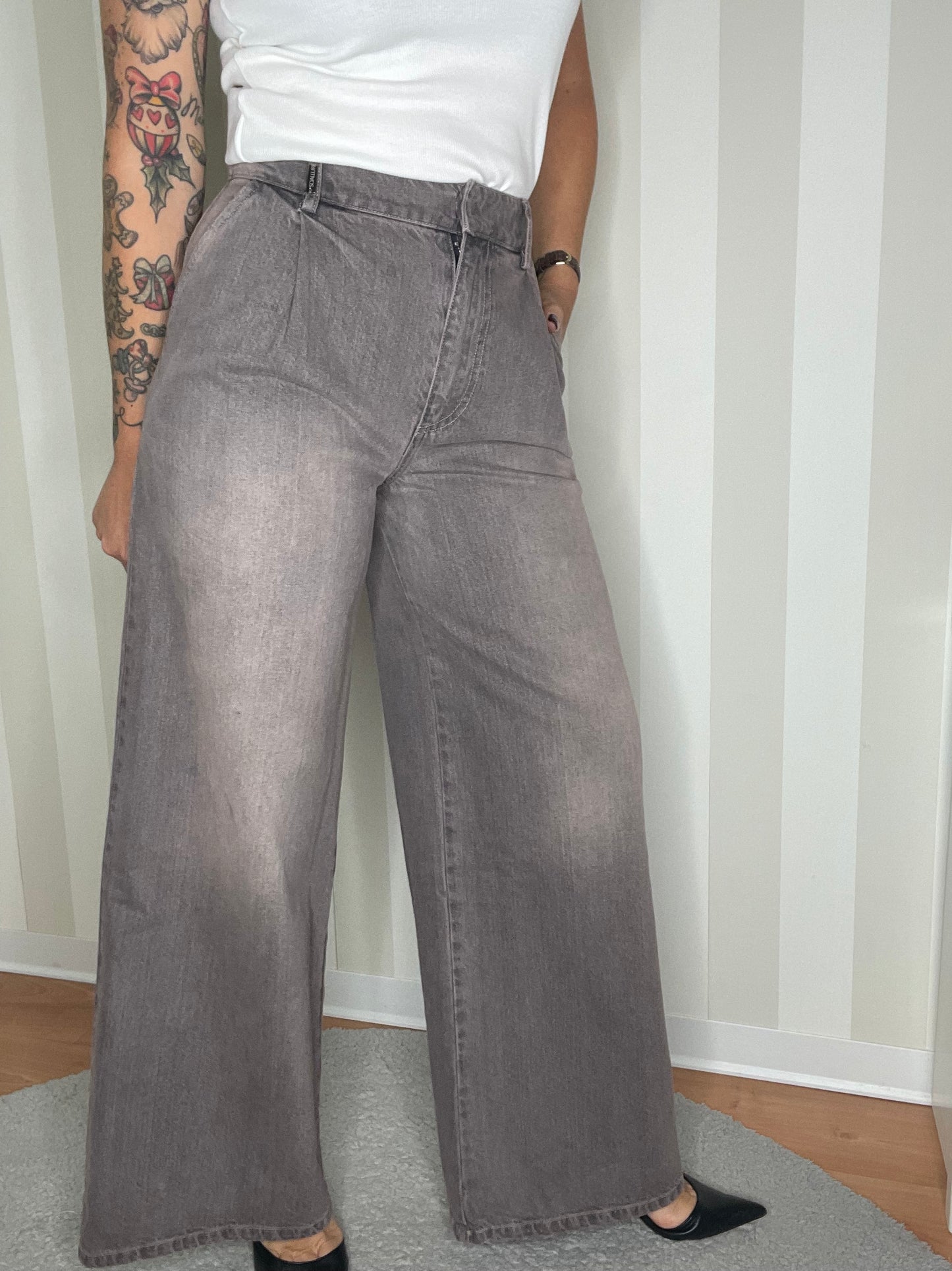 PANTALONE PALAZZO ELASTICO DENIM,SO ALLURE.