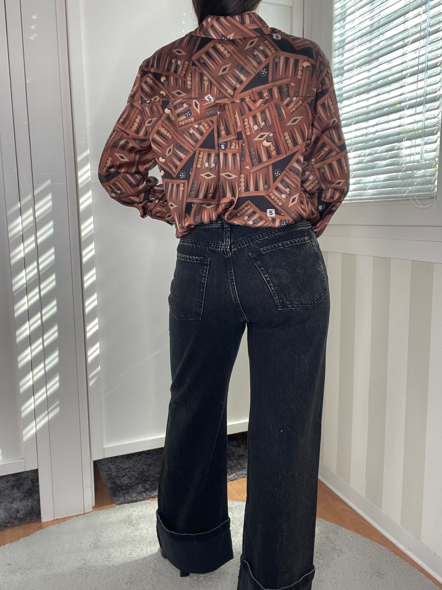 Jeans wide-leg in denim black,PINKO.