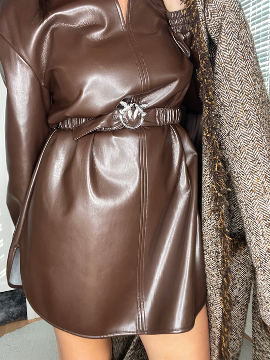 Abito corto effetto pelle,PINKO.