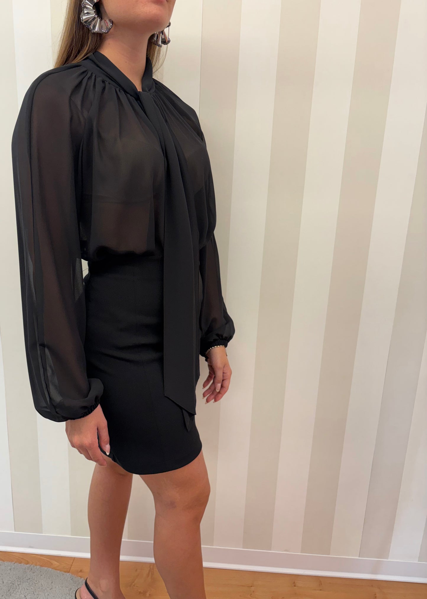 ABITO CORTO IN JERSEY E GEORGETTE,SOALLURE.