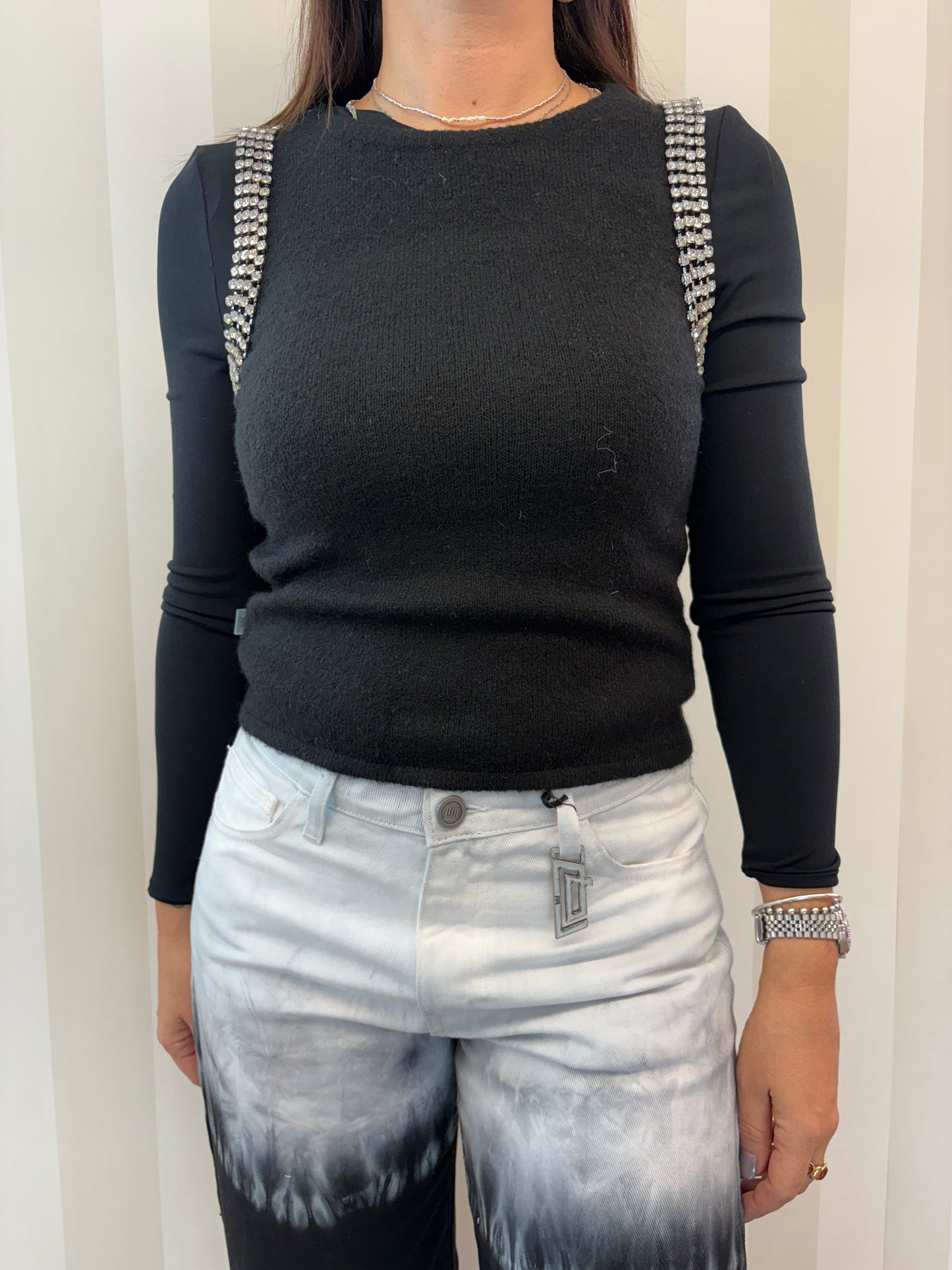 Gilet nero brillantini,JIJIL.