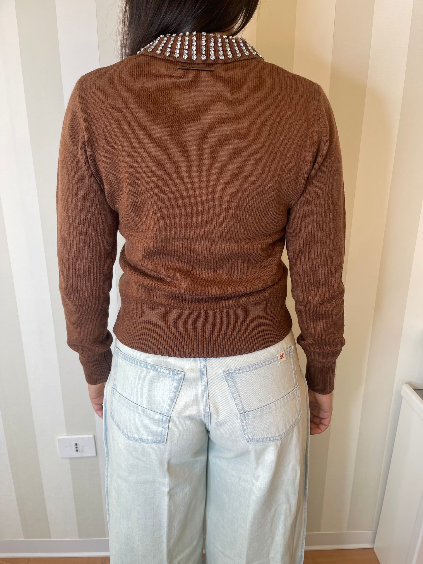 Maglia con colletto e strass,PINKO.