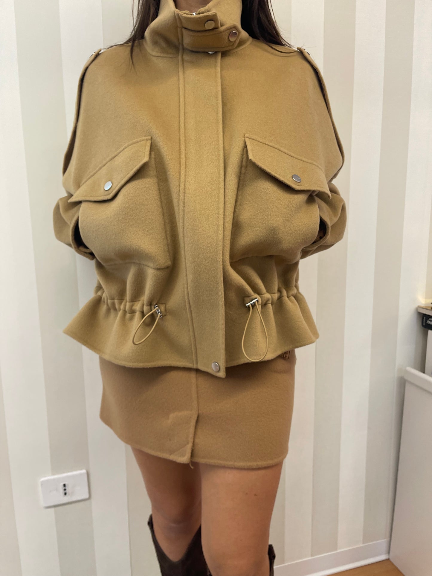 Caban in panno double con collo alto,PINKO