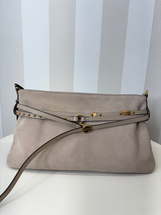 Borsa a spalla media Belt Bag in suede Beige,PINKO.