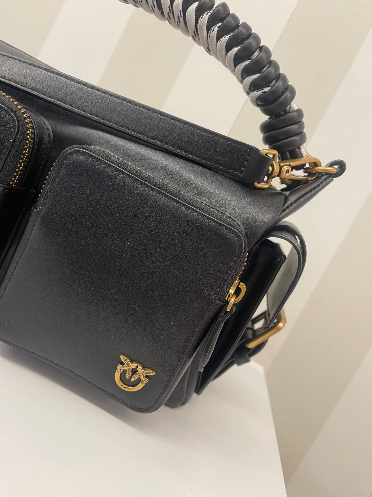 Borsa a mano Cargo Bag media in pelle con tasche,PINKO.