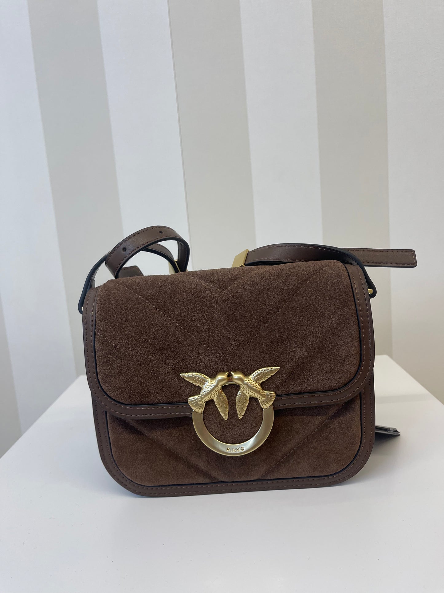 Borsa a spalla piccola Mini Love Bag Box in pelle scamosciata,PINKO.