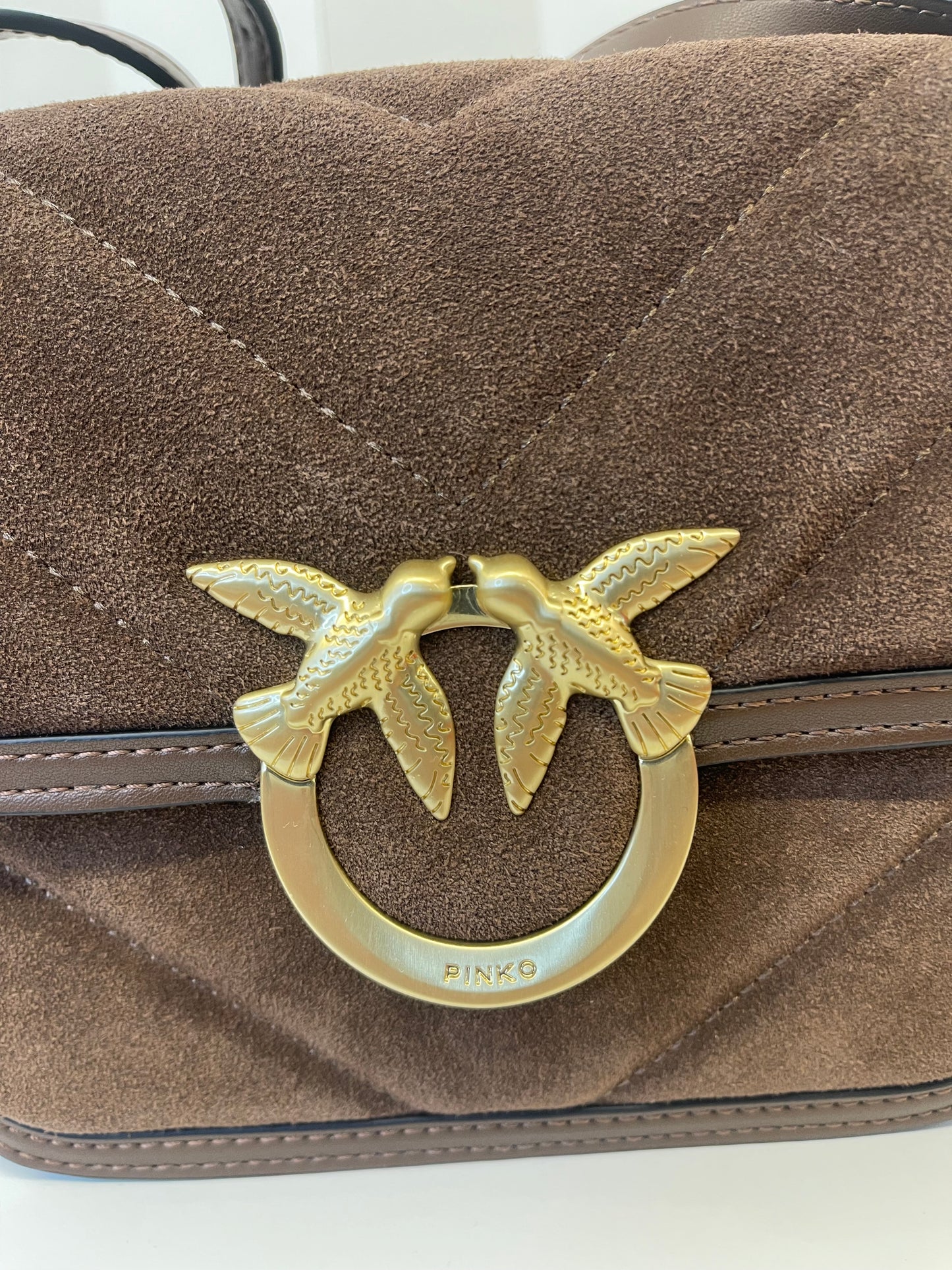 Borsa a spalla piccola Mini Love Bag Box in pelle scamosciata,PINKO.