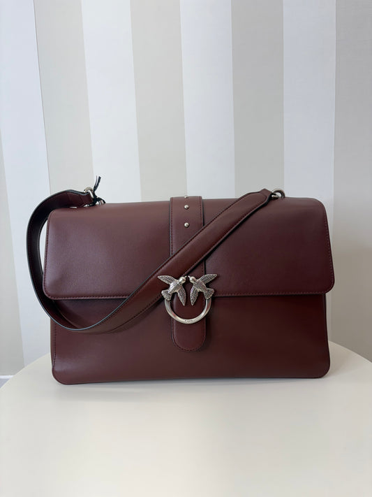 Borsa a spalla maxi Love Bag Slouchy in pelle Bordeaux,PINKO.