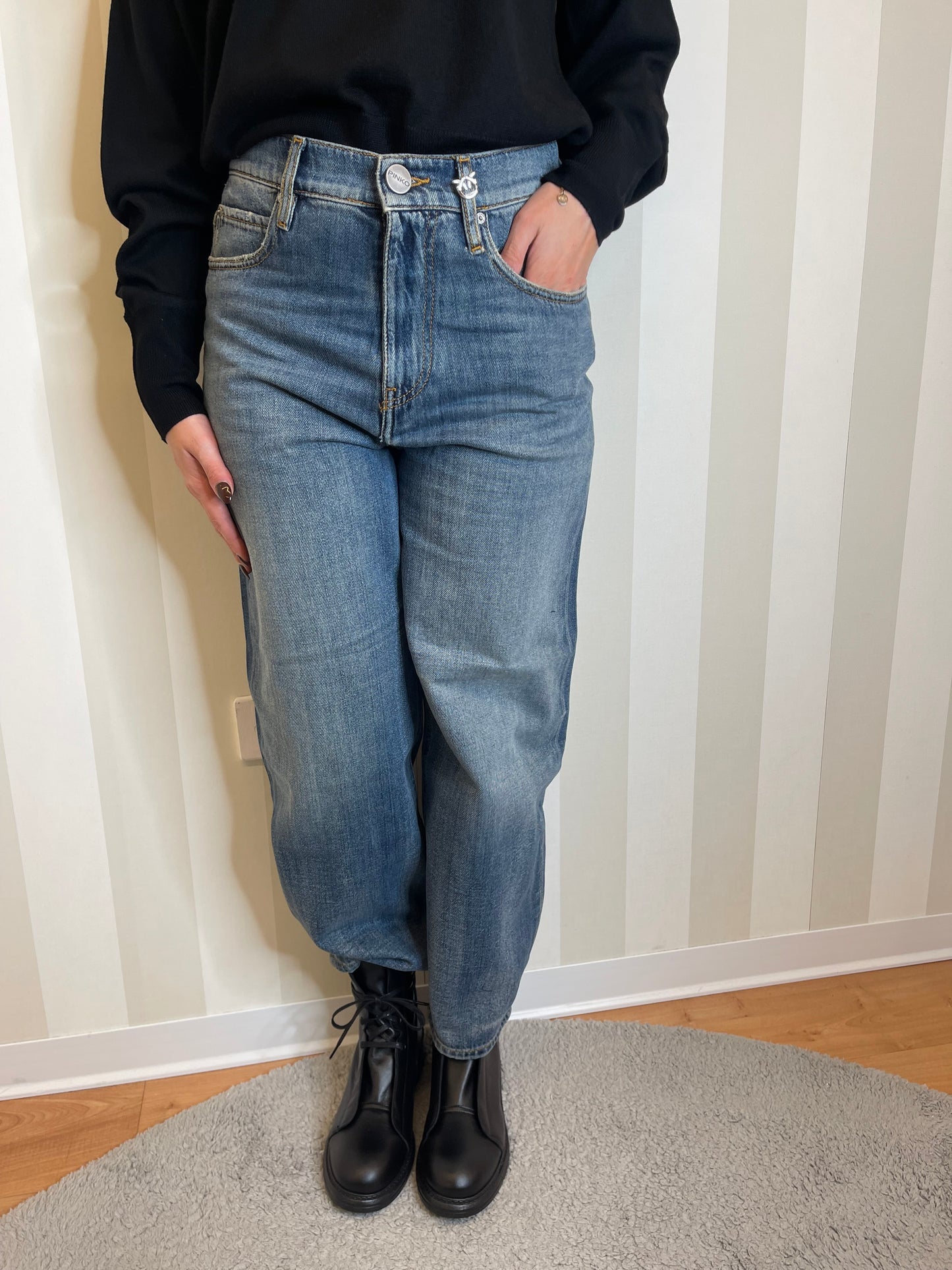 Jeans balloon in denim morbido,PINKO.