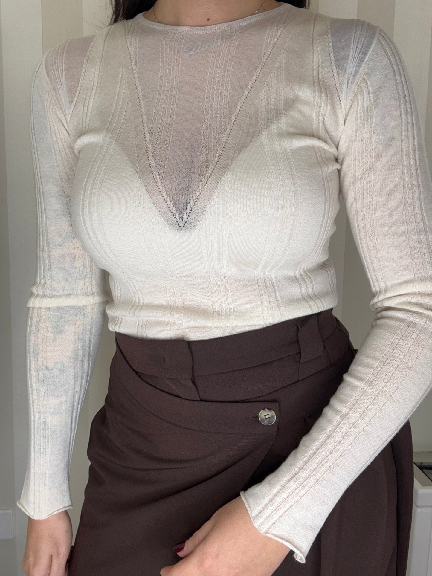 Maglia Pinko leggera a coste con trasparenze