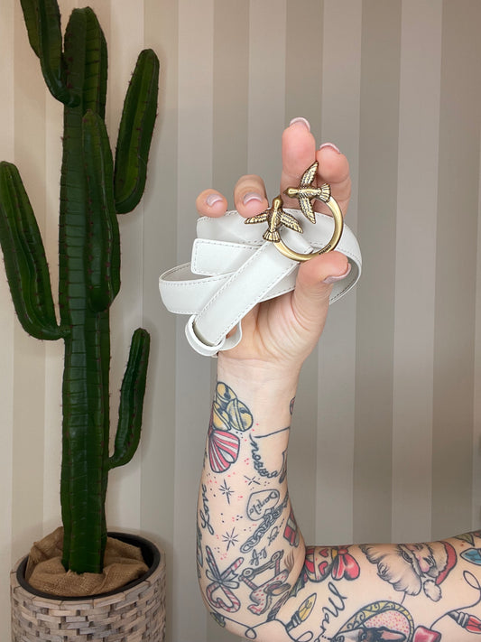 Cintura sottile Love Birds in pelle 2cm