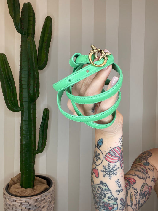 Cintura sottile verde fibbia Love Birds 1cm