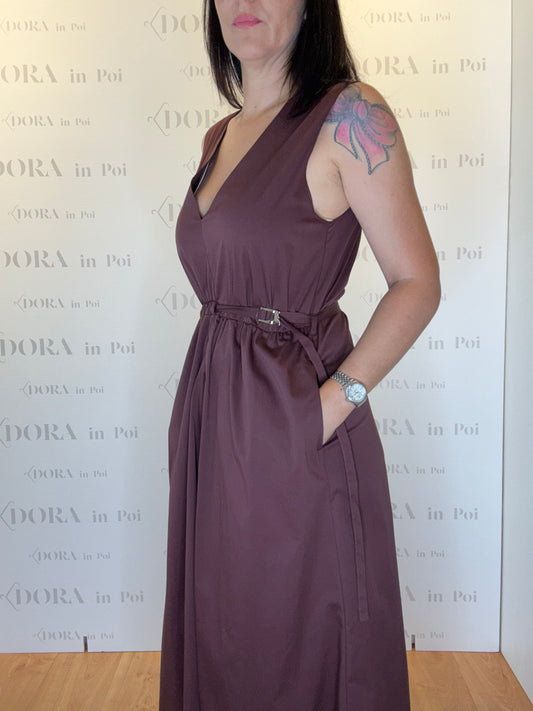 Abito midi con cintura in popeline, PATRIZIA PEPE.