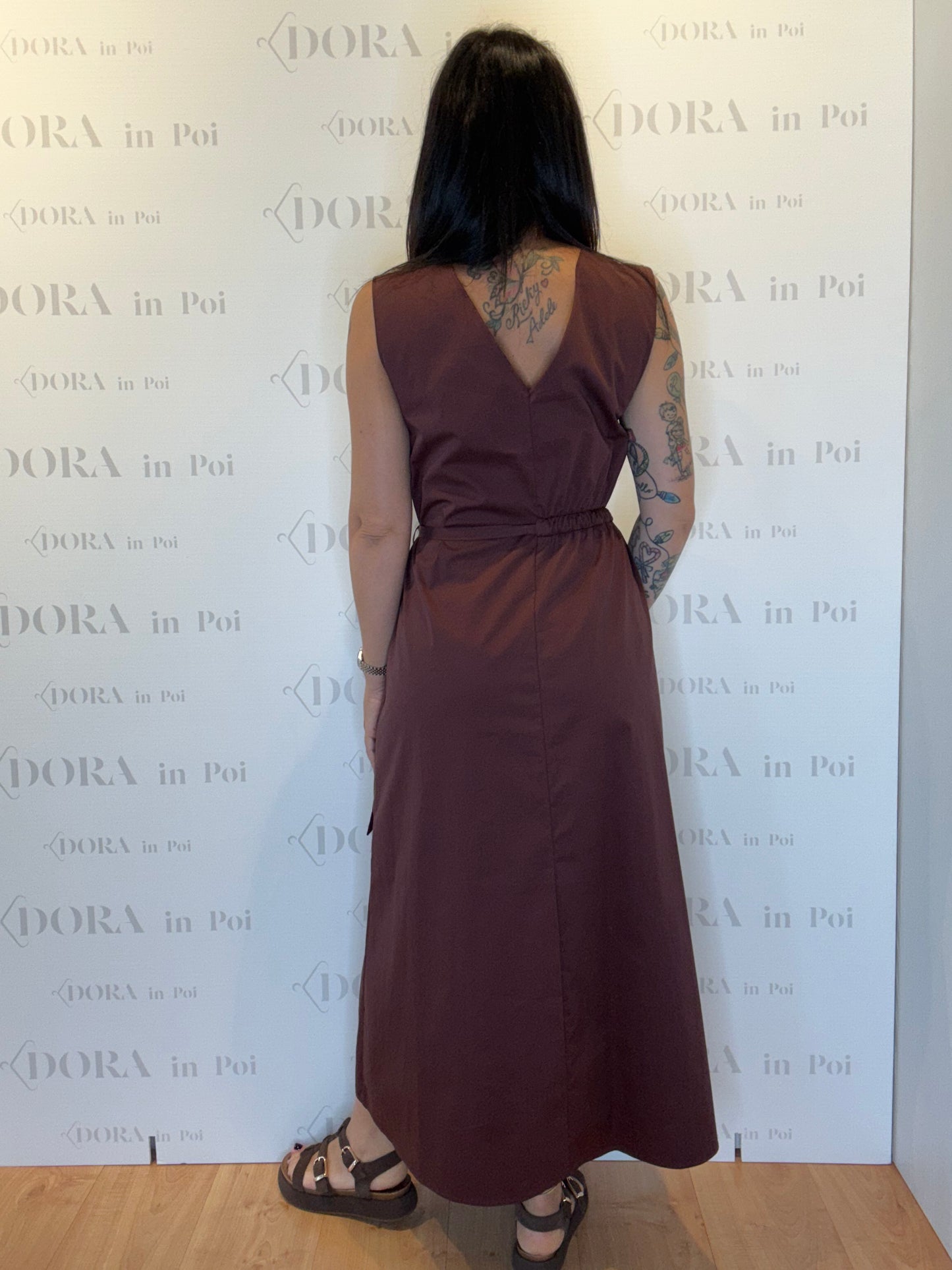Abito midi con cintura in popeline, PATRIZIA PEPE.