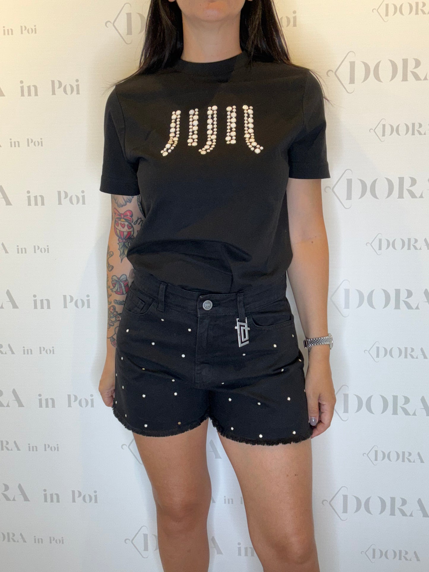 Shorts con applicazioni nero, JIJIL.