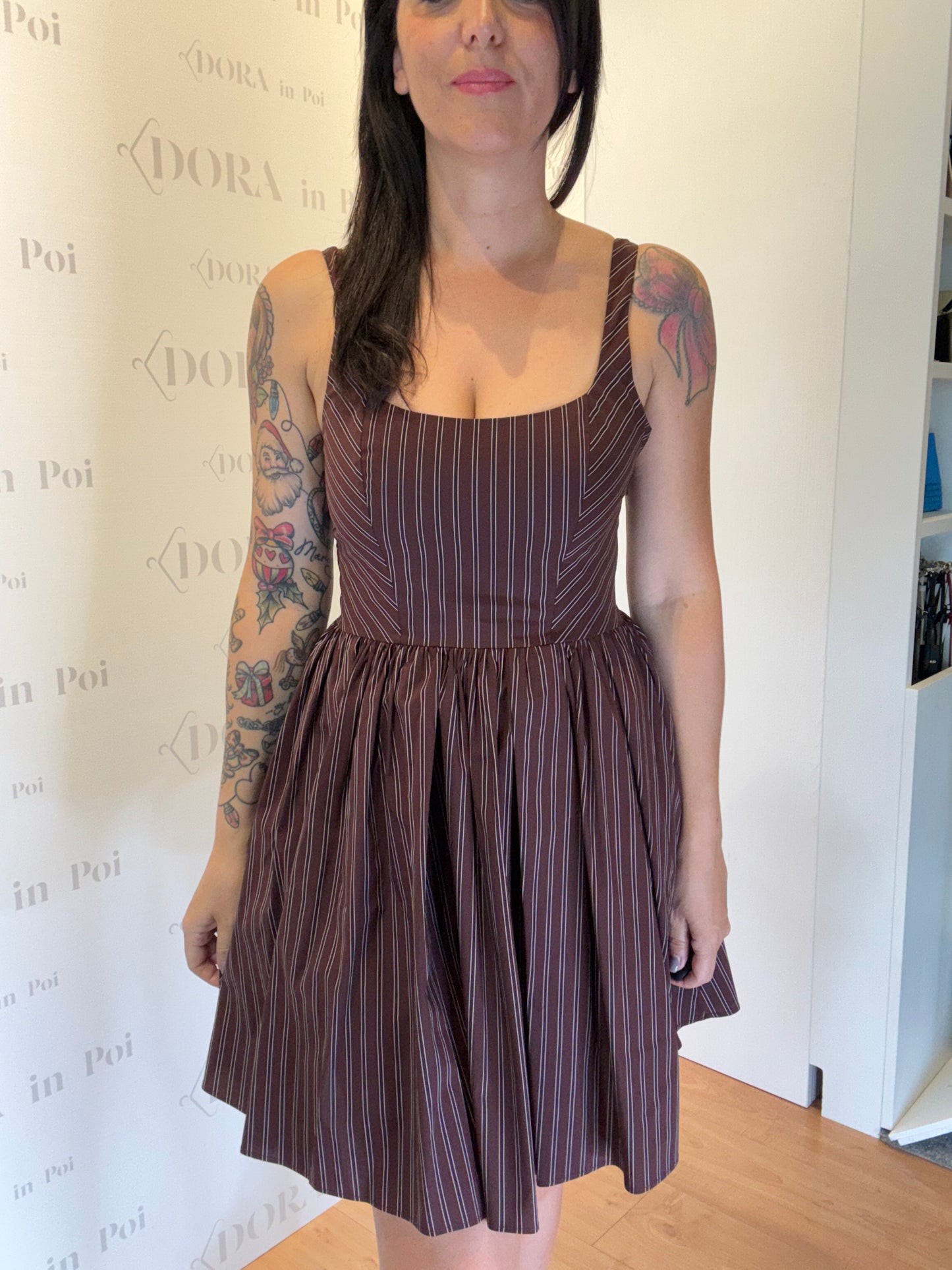 Abito mini in popeline con punto smock, PATRIZIA PEPE.