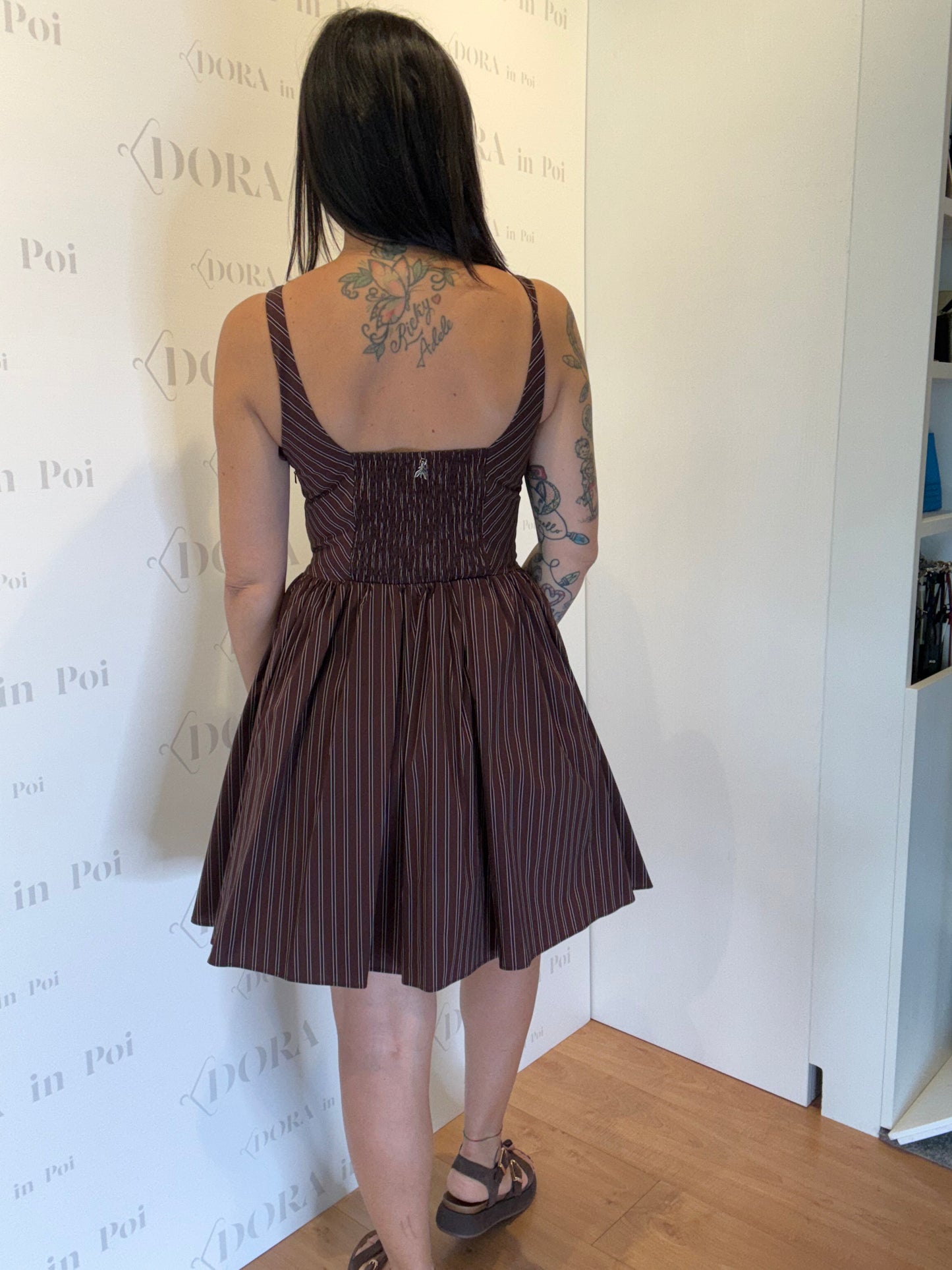 Abito mini in popeline con punto smock, PATRIZIA PEPE.
