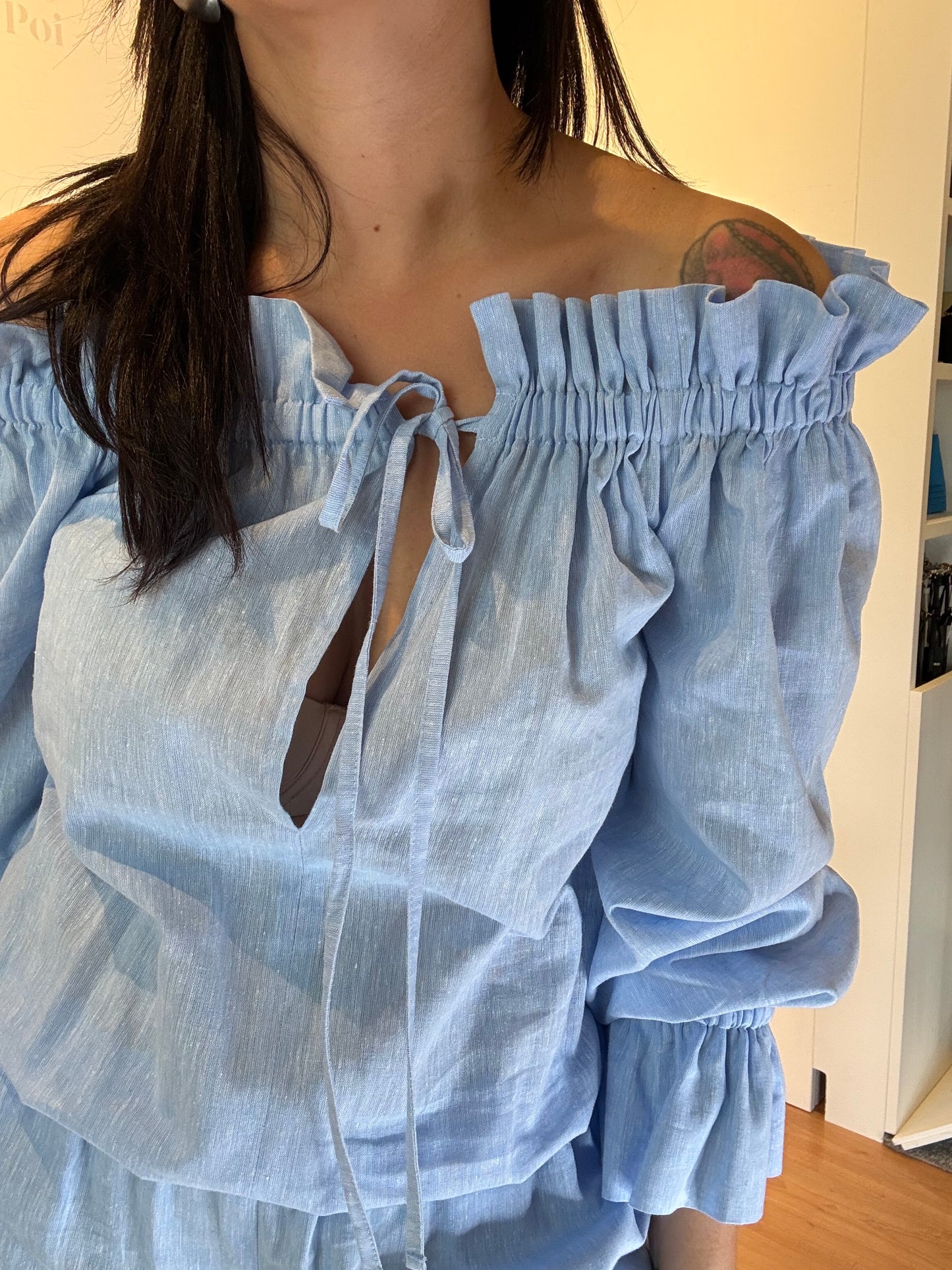 Tutina in lino azzurro,JIJIL.