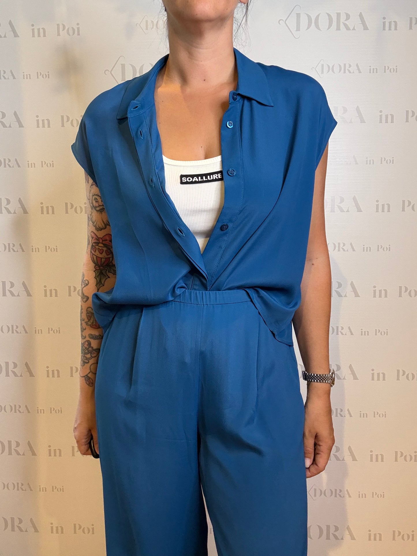 CAMICIA CROPPED IN CREPÉ,SOALLURE.