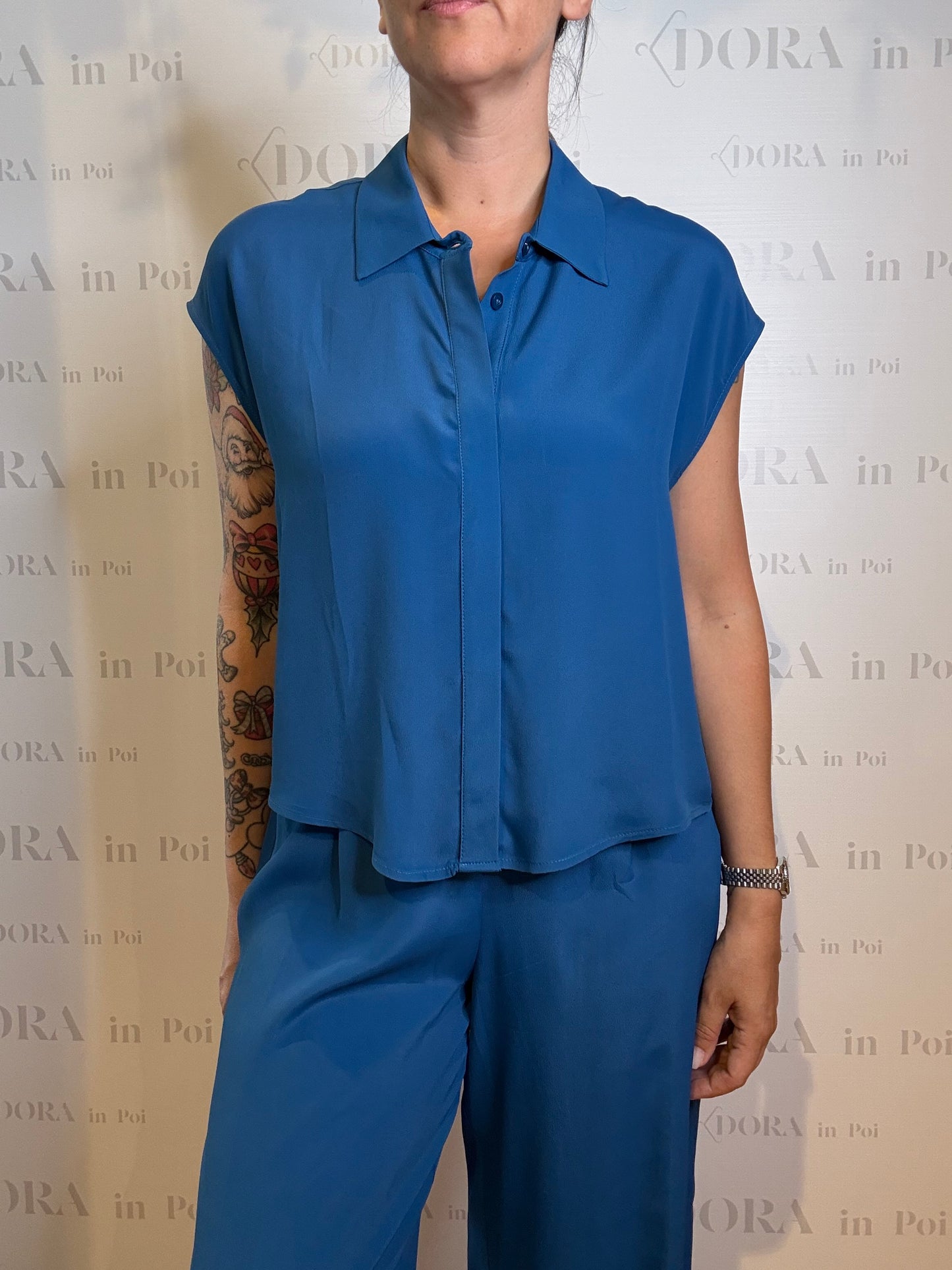 CAMICIA CROPPED IN CREPÉ,SOALLURE.